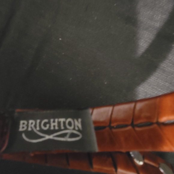 Brighton Leather Embossed Alligator Vintage Metal Buckle Belt Woman Medium - Picture 3 of 10